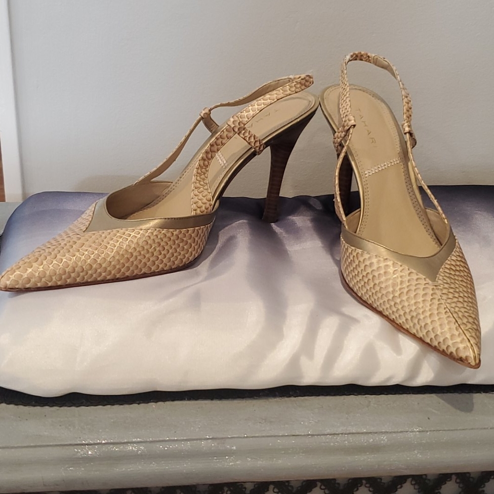 Gold Tahari heels